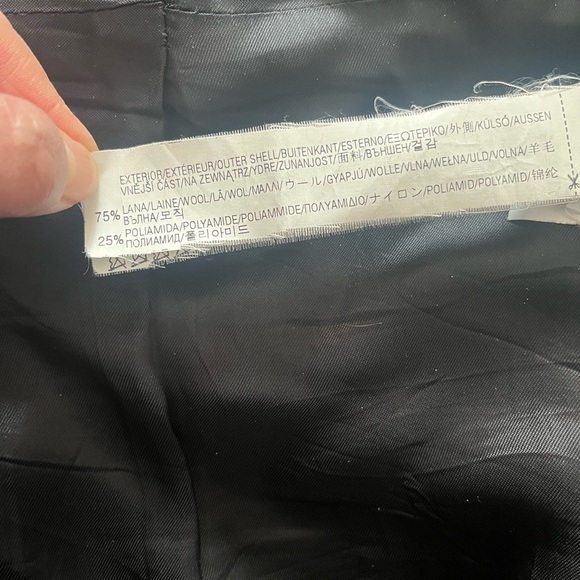 [L]Zara Double Breasted Military Style Wool Blend Pea Coat Blazer in Black - Picture 7 of 14